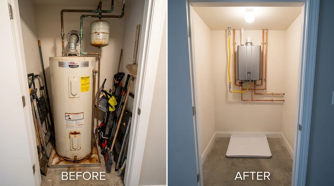 Tank water heater versus wall-mounted tankless unit comparison for Dadeville, AL homeowners