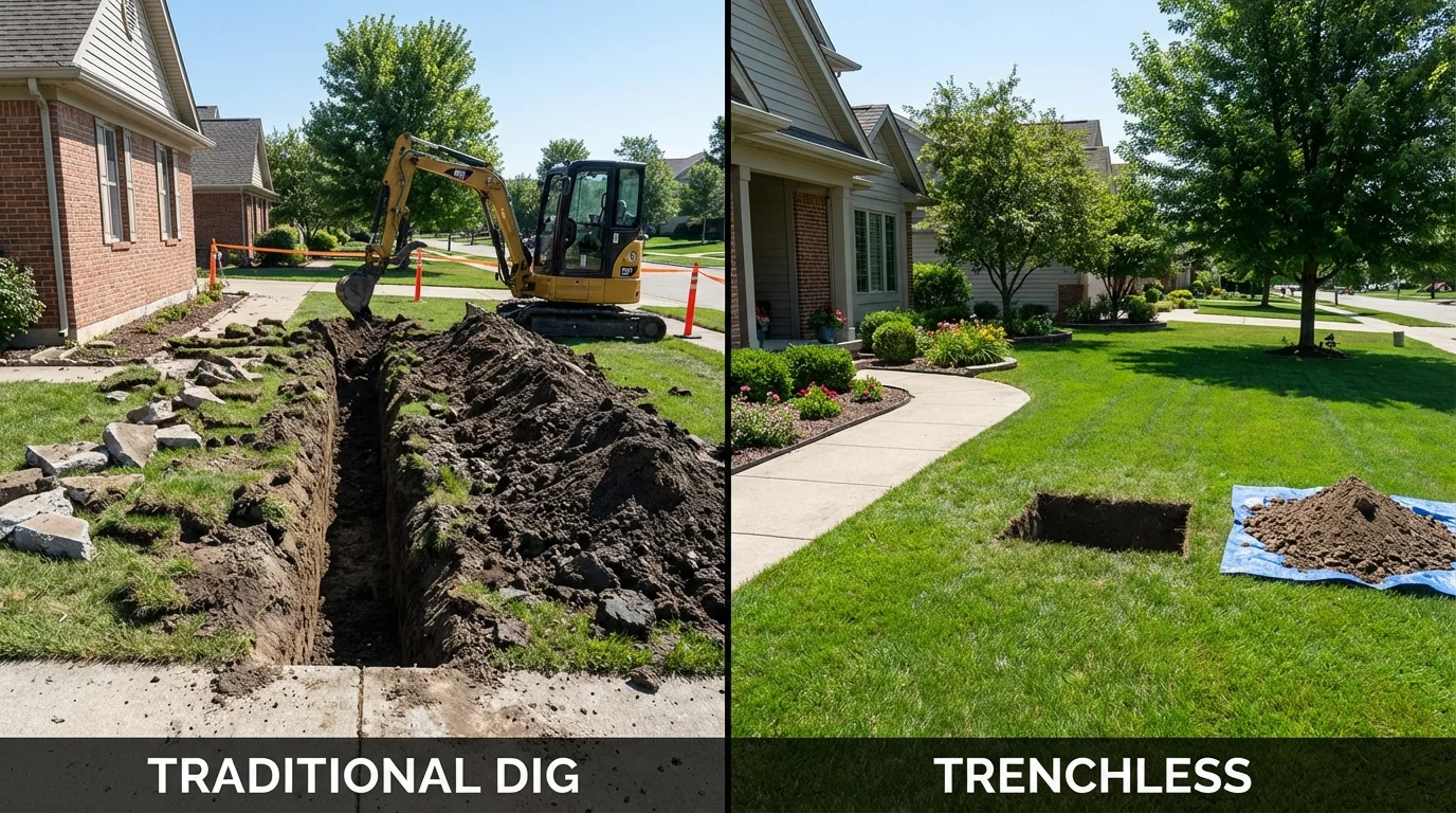 Trenchless sewer repair with minimal yard damage versus traditional excavation in Dadeville, AL